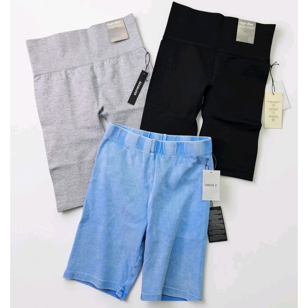 Women's Biker Shorts Bundle NWT Forever21 Active Seamless High Rise S 3 Pack Gym
